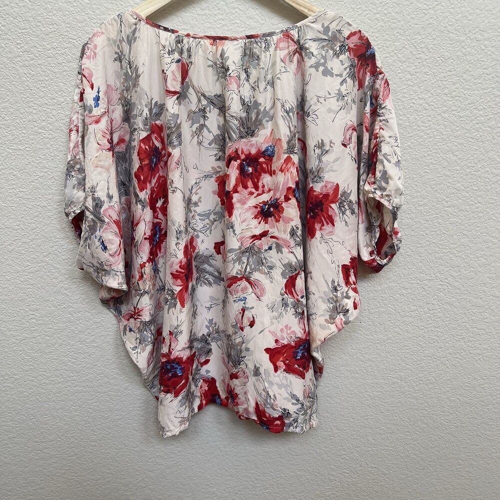 Cabi 399 Gypsy Size Large Watercolor Floral 100% Silk Flowy Dolman Blouse Top - Picture 6 of 10